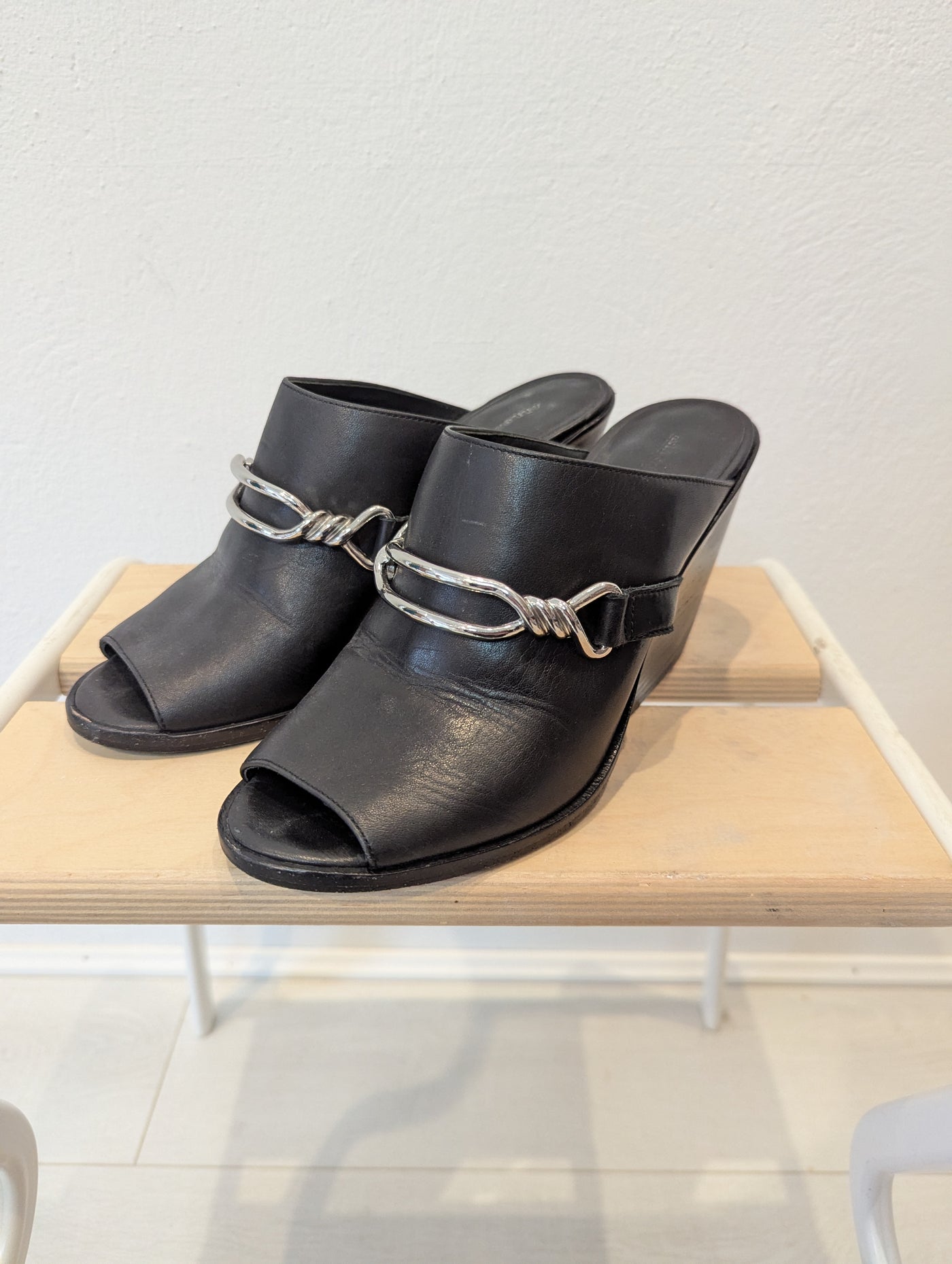 All Saints Black Wedged Mule 5