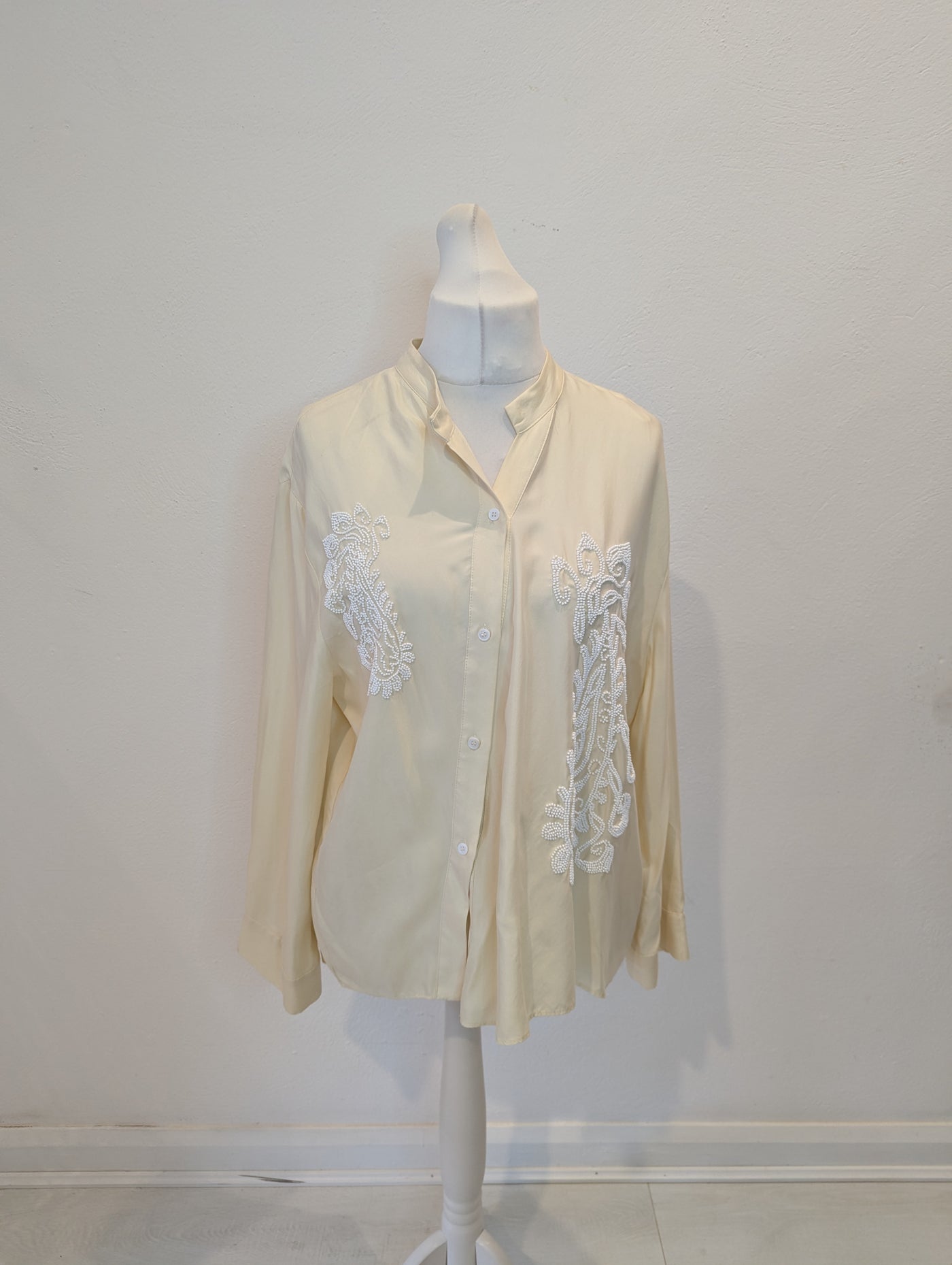 Zara Lemon Beaded Shirt L