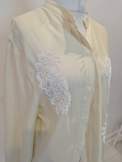 Zara Lemon Beaded Shirt L