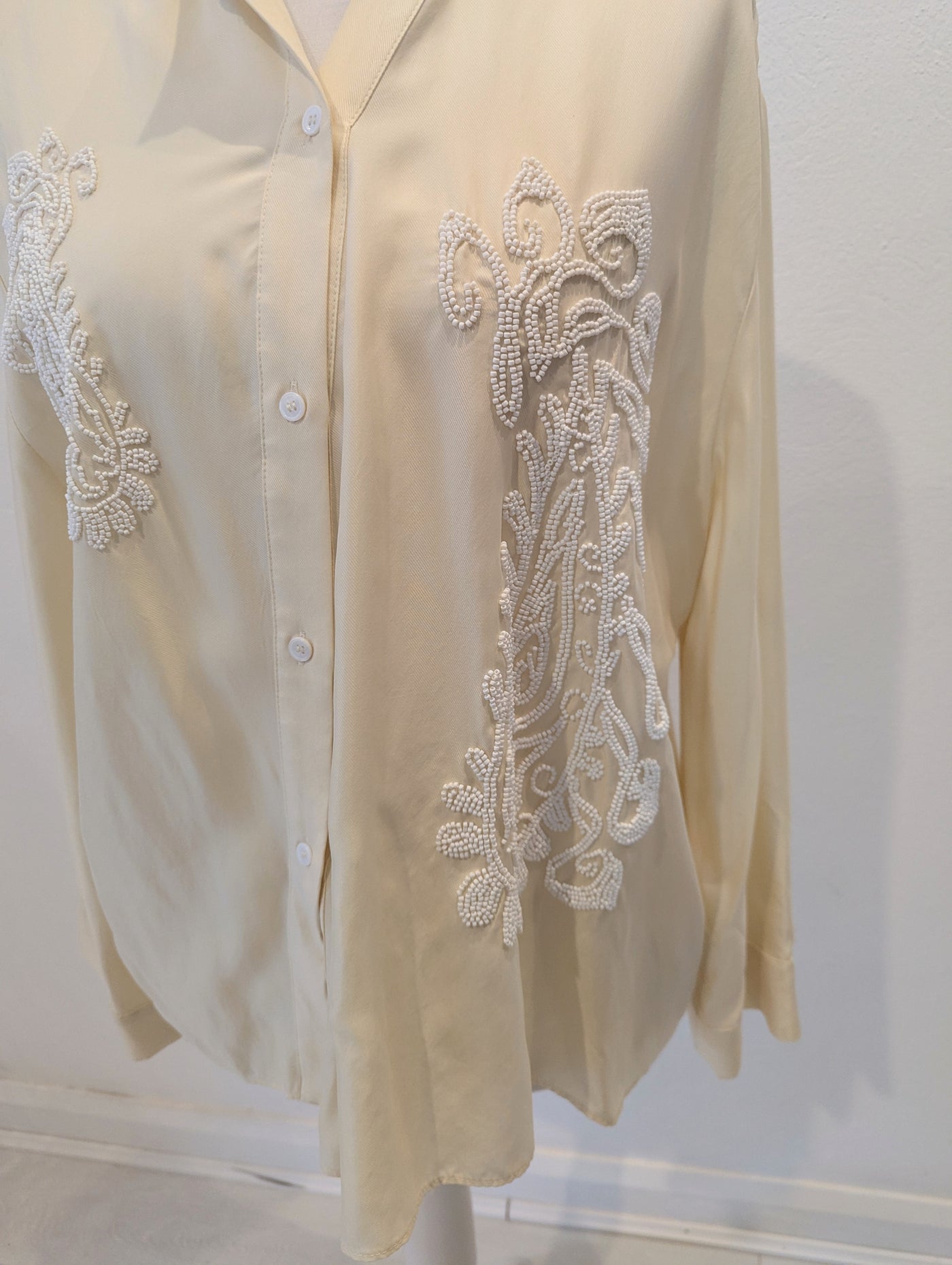 Zara Lemon Beaded Shirt L