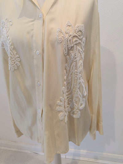 Zara Lemon Beaded Shirt L