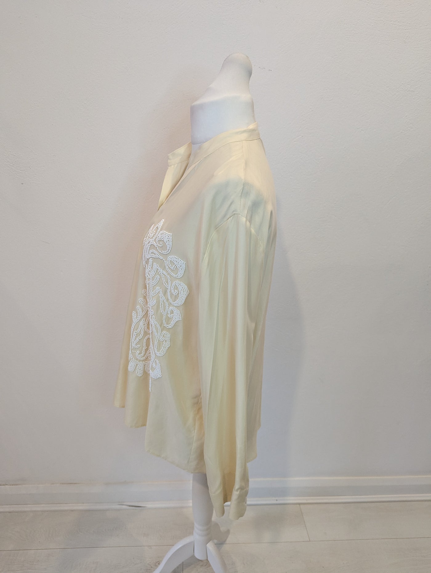 Zara Lemon Beaded Shirt L