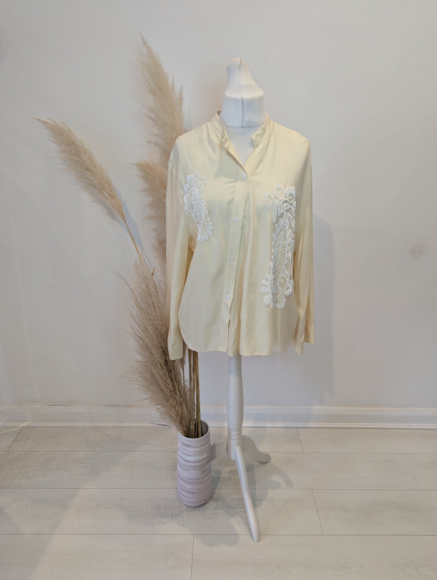 Zara Lemon Beaded Shirt L