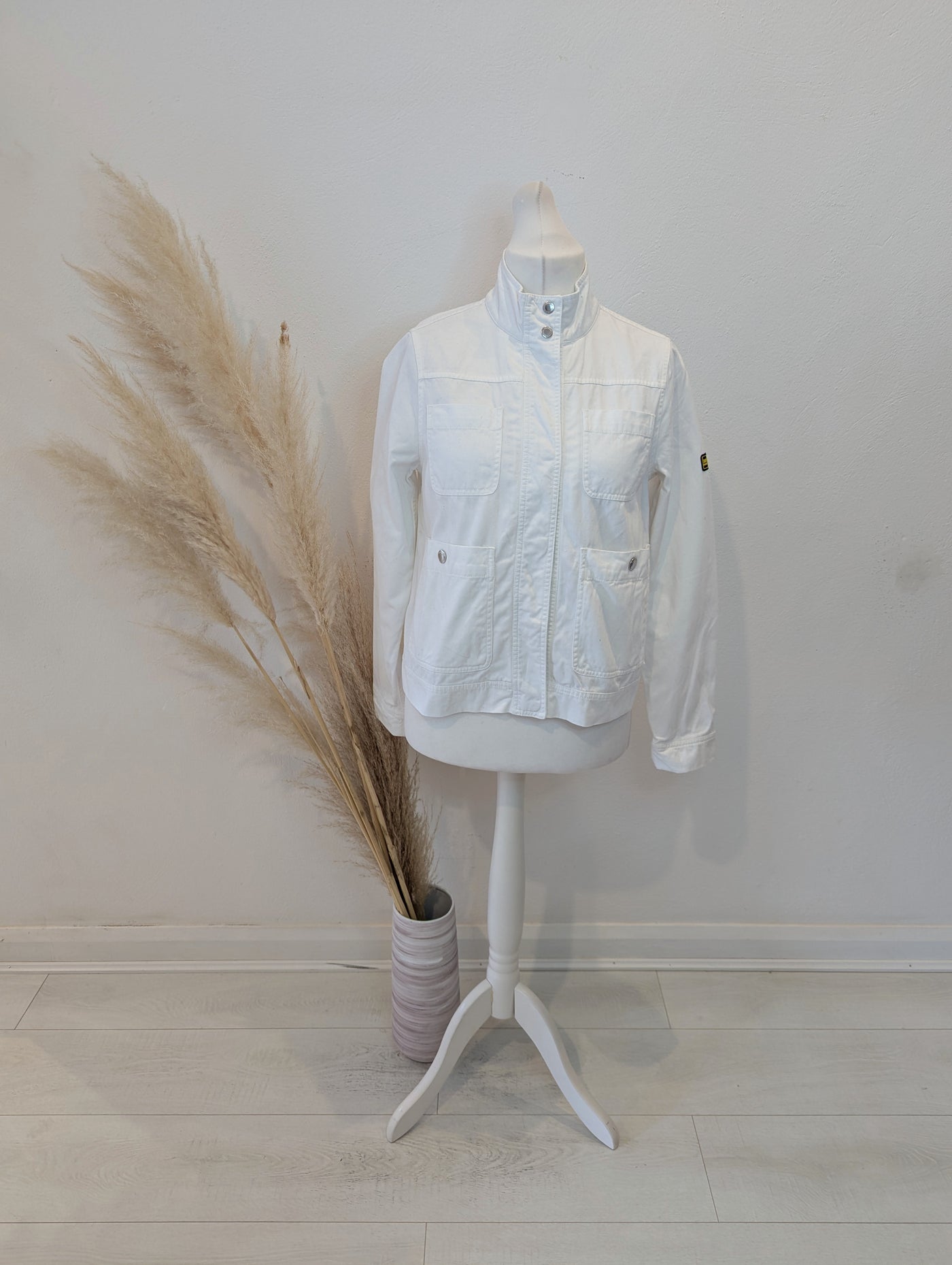 Barbour white canvas jacket 12