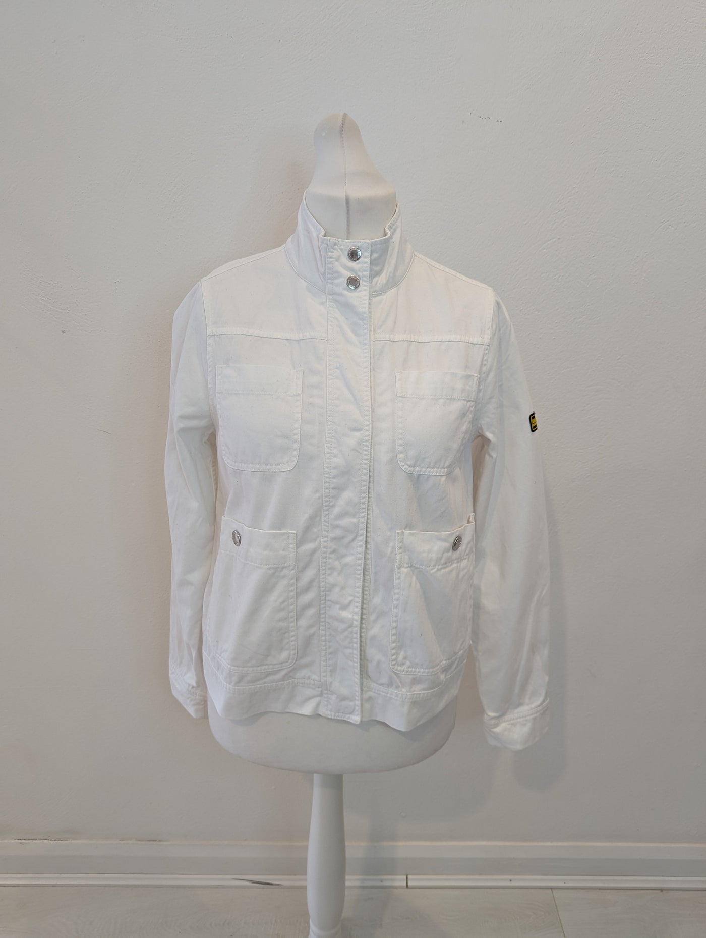 Barbour white canvas jacket 12