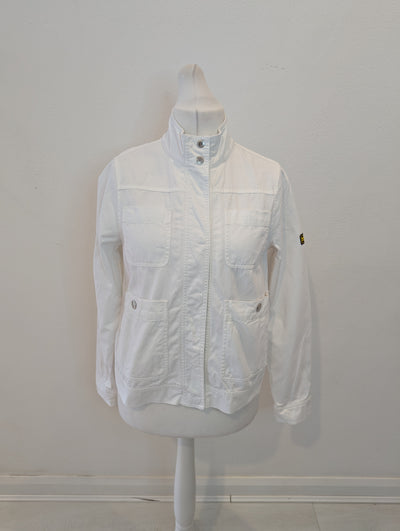 Barbour white canvas jacket 12