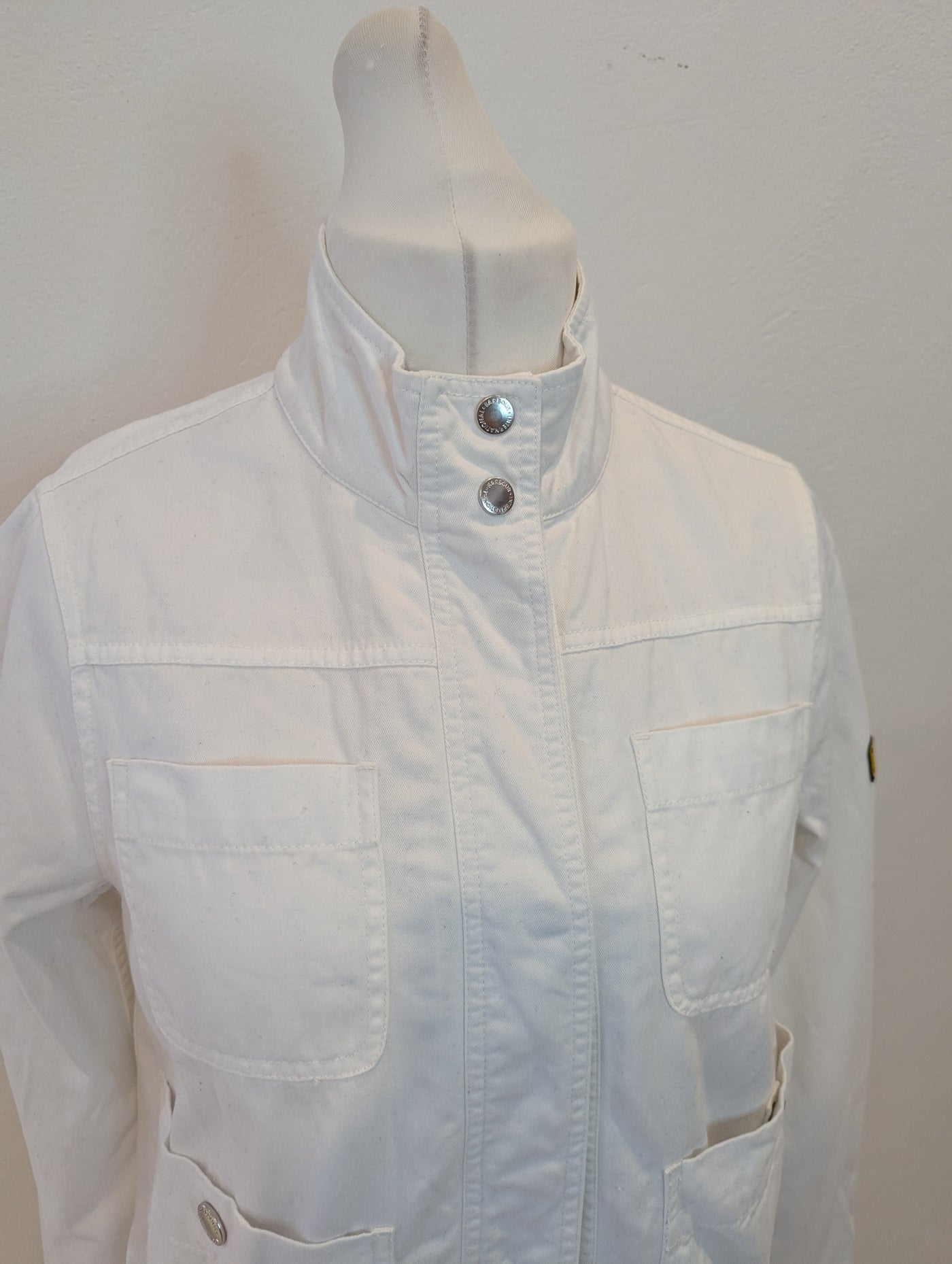 Barbour white canvas jacket 12