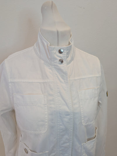 Barbour white canvas jacket 12