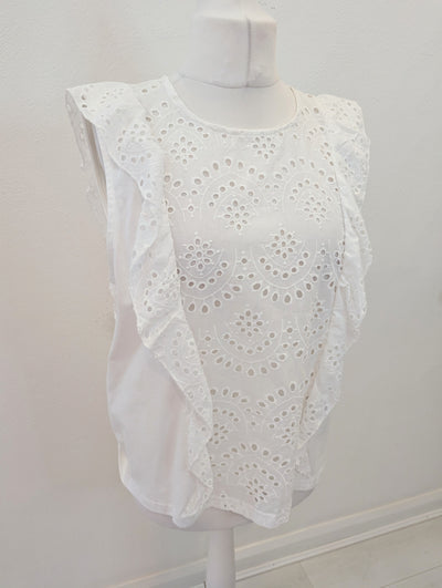 Ichi White Sleeveless Blouse Size XL NWT RRP £35