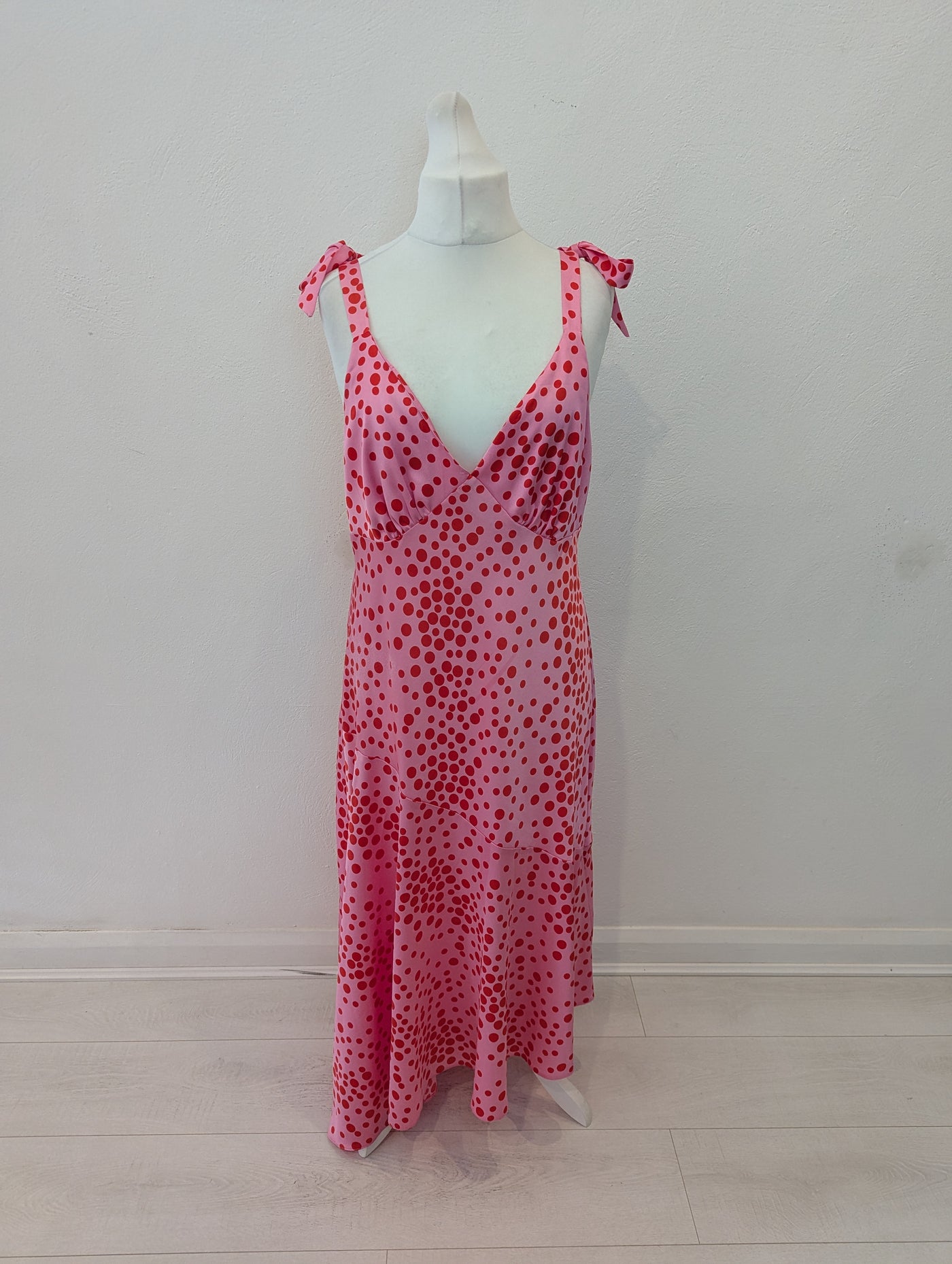 New Look Pink/Red Spot Dress Size 18