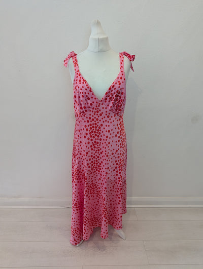 New Look Pink/Red Spot Dress Size 18
