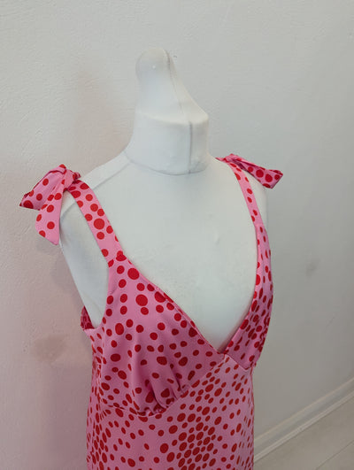 New Look Pink/Red Spot Dress Size 18