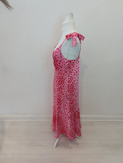 New Look Pink/Red Spot Dress Size 18