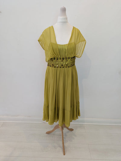 French Connection Lime Silk Dress 12