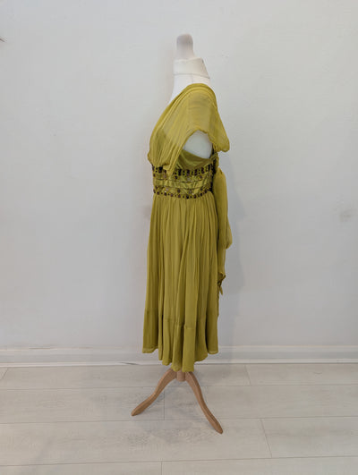 French Connection Lime Silk Dress 12