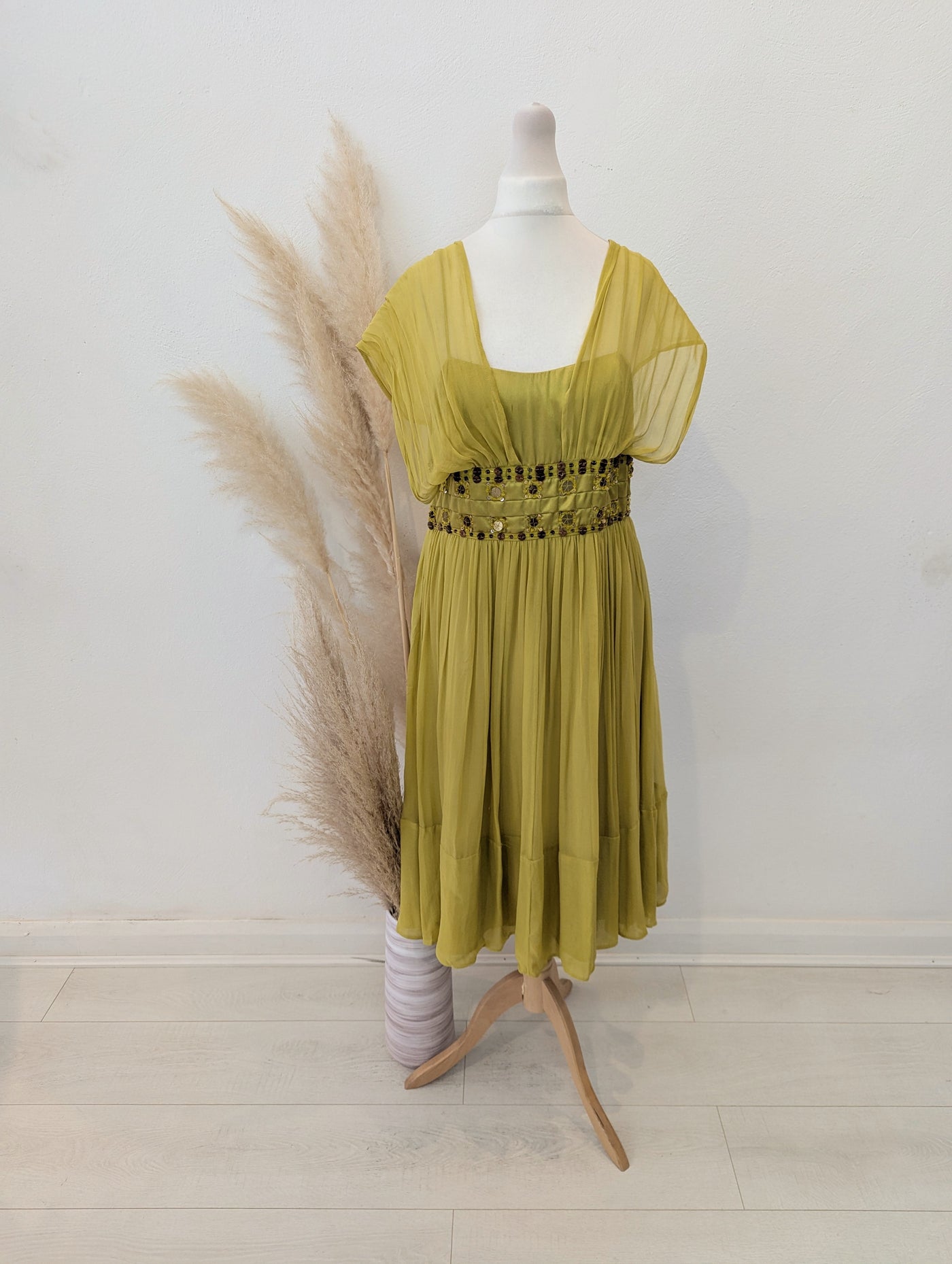 French Connection Lime Silk Dress 12