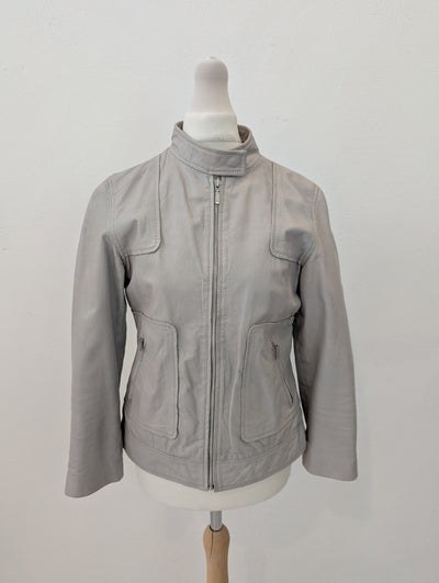 Mint Velvet Taupe leather jacket 10