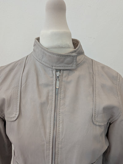 Mint Velvet Taupe leather jacket 10