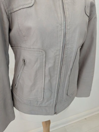 Mint Velvet Taupe leather jacket 10