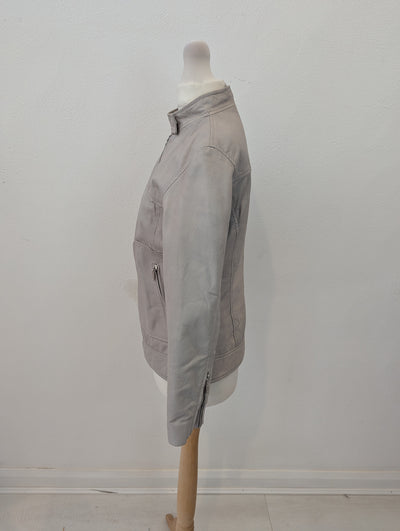 Mint Velvet Taupe leather jacket 10