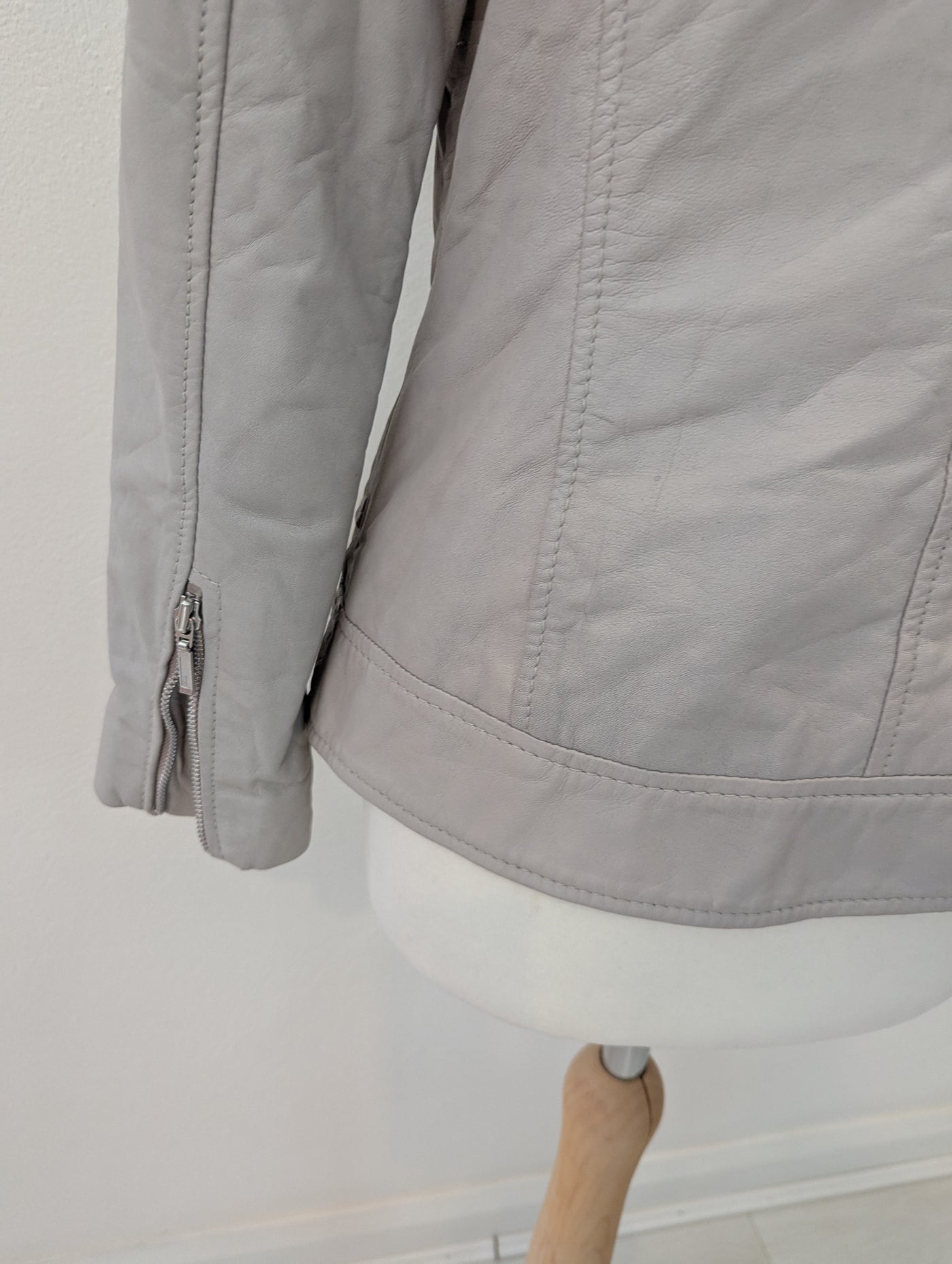 Mint Velvet Taupe leather jacket 10