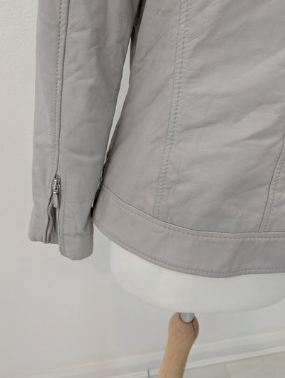 Mint Velvet Taupe leather jacket 10