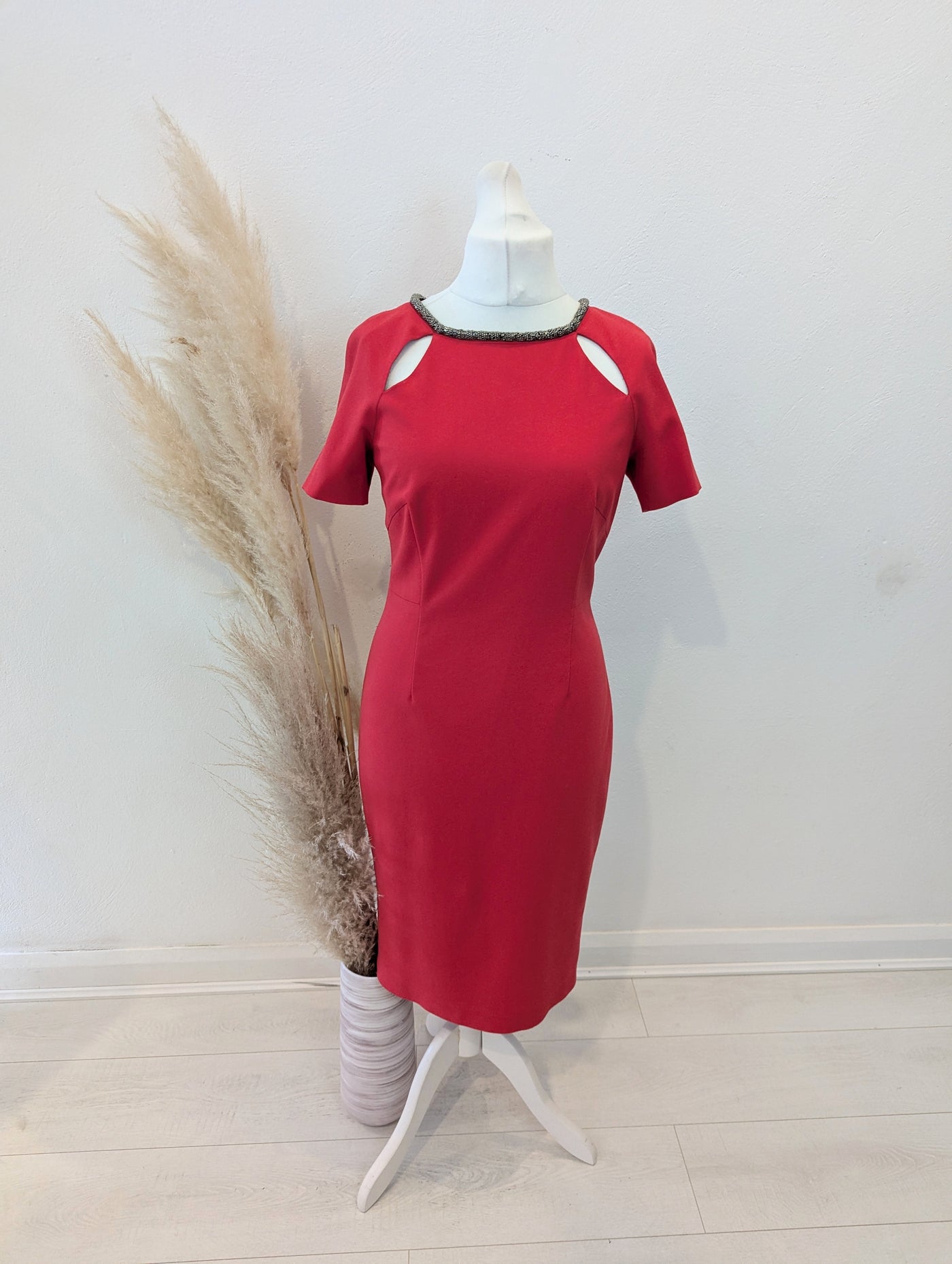 Coast Red Beaded neck Dress 14