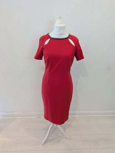 Coast Red Beaded neck Dress 14
