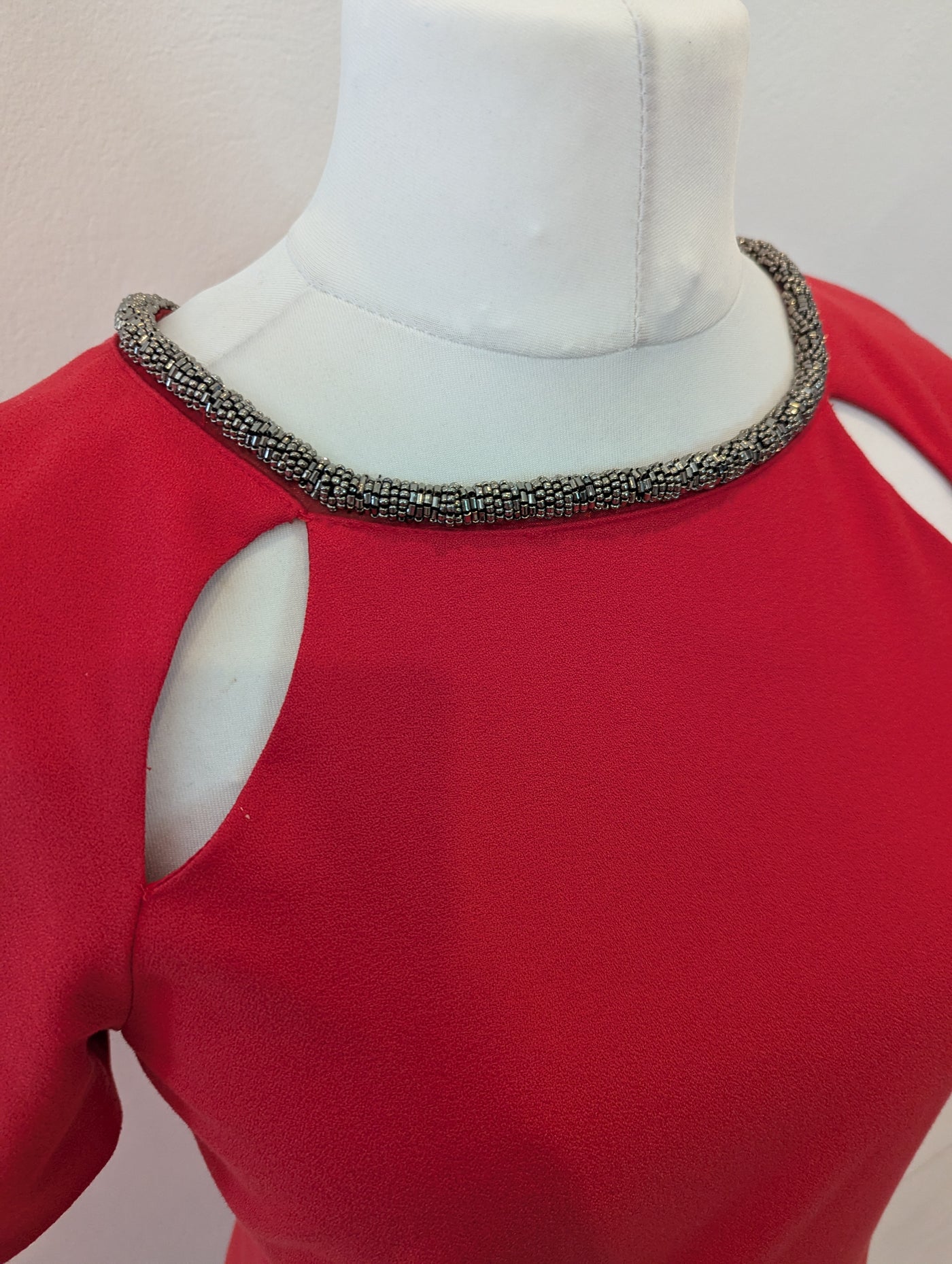 Coast Red Beaded neck Dress 14