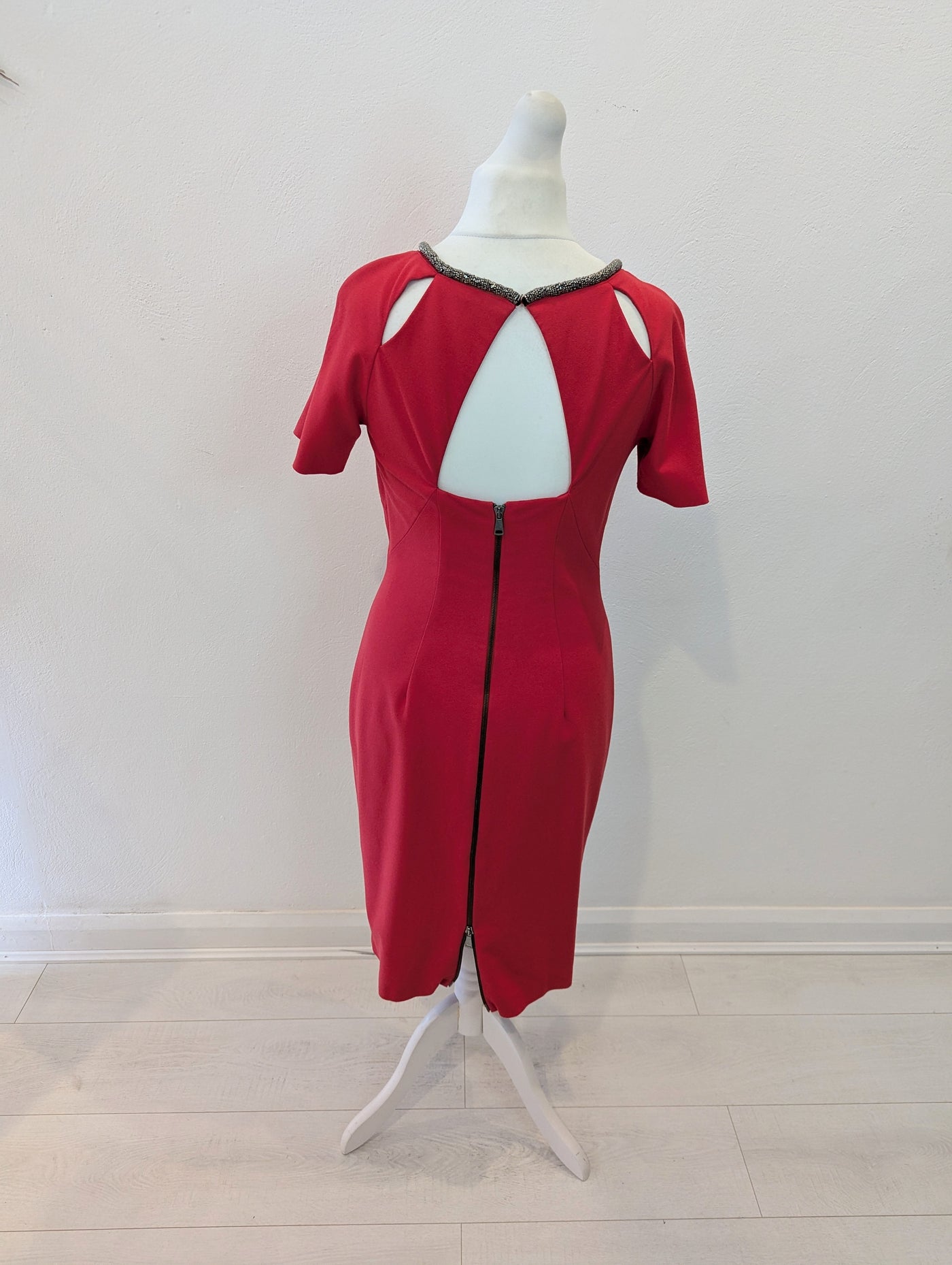 Coast Red Beaded neck Dress 14