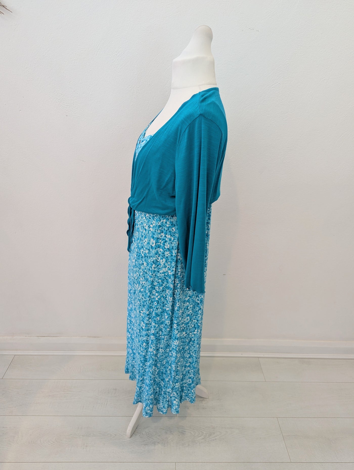 Per Una Teal Flower Dress & Shrug 18L