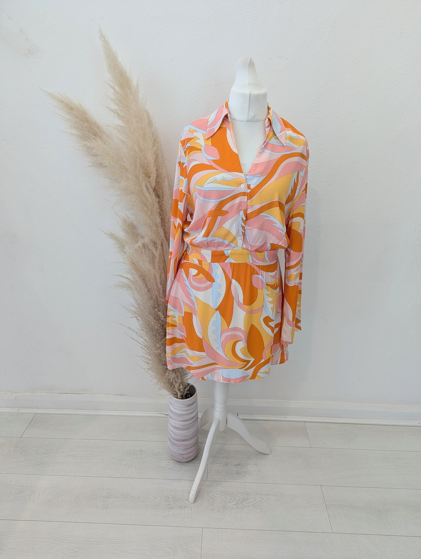 Mango multi print dress L NWT