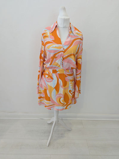 Mango multi print dress L NWT