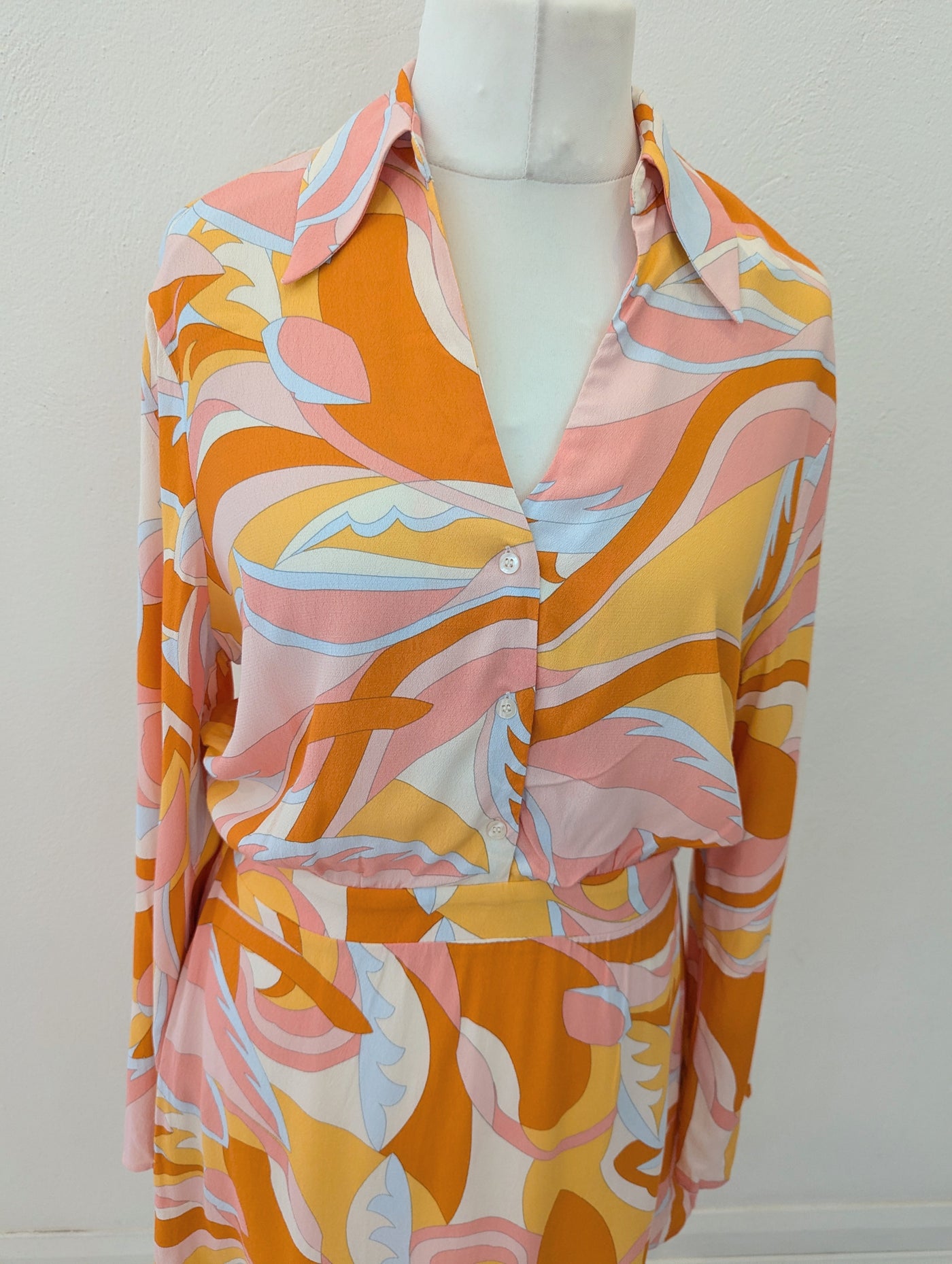 Mango multi print dress L NWT