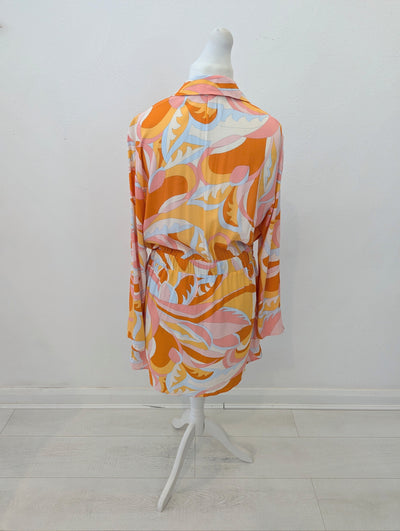 Mango multi print dress L NWT