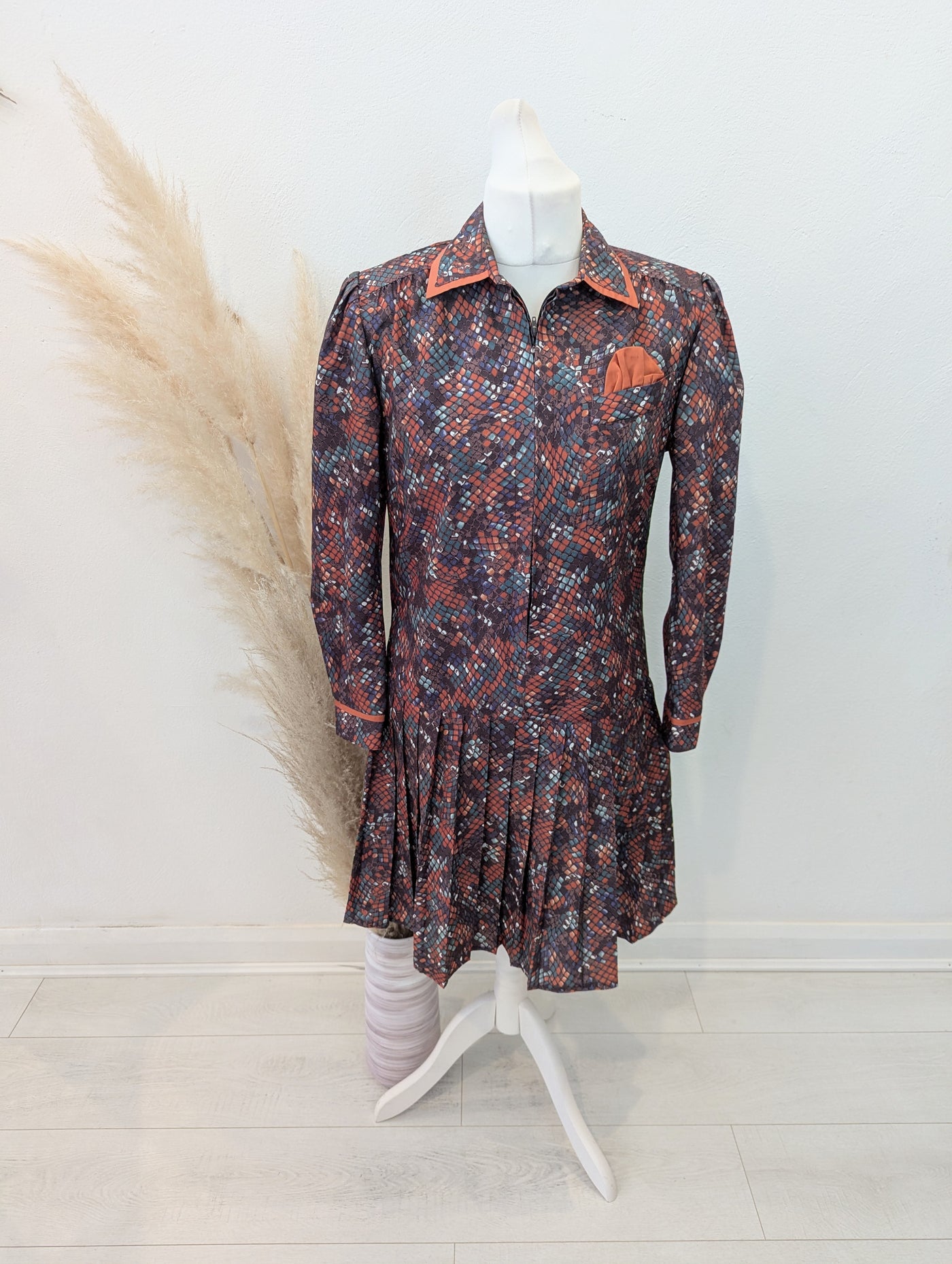 1980s Orange Midi Dress 14