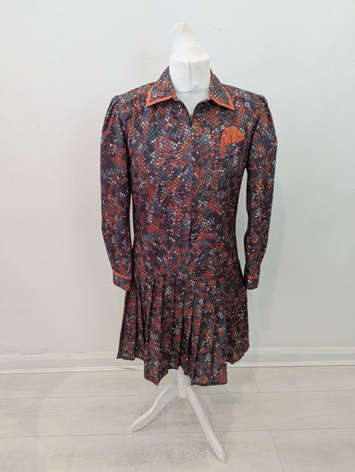 1980s Orange Midi Dress 14