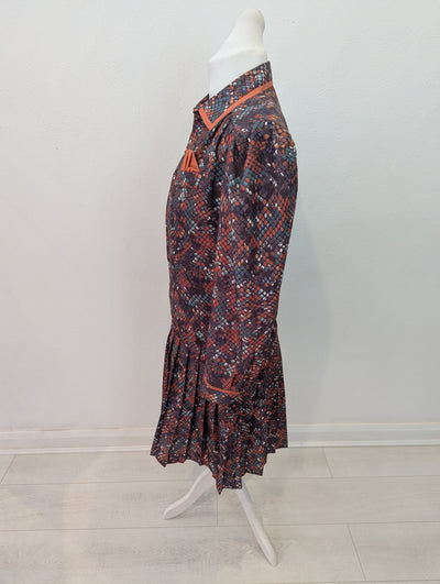 1980s Orange Midi Dress 14