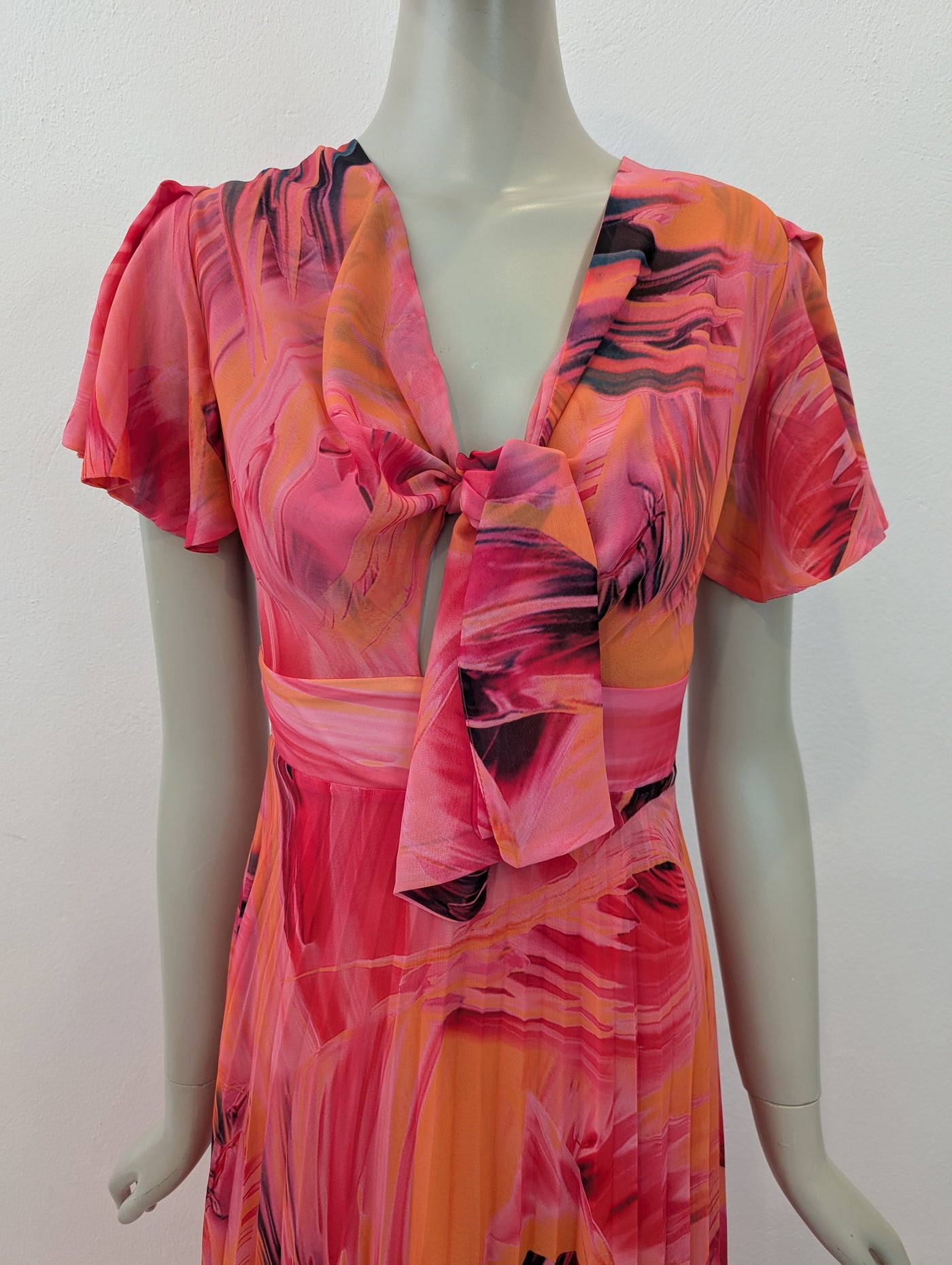 Forever Unique Orange Pleated Dress 6 NWT RRP £169
