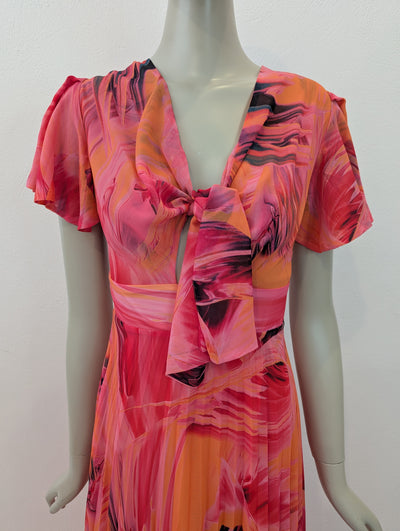 Forever Unique Orange Pleated Dress 6 NWT RRP £169
