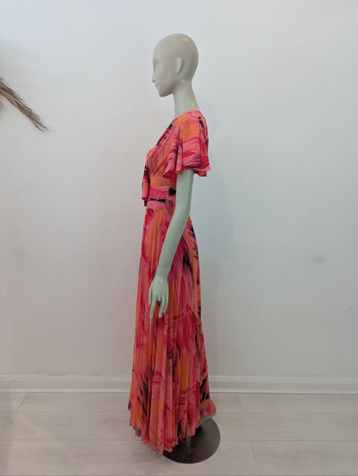Forever Unique Orange Pleated Dress 6 NWT RRP £169