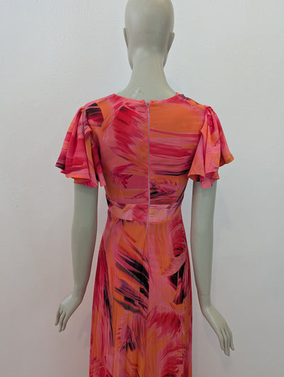 Forever Unique Orange Pleated Dress 6 NWT RRP £169