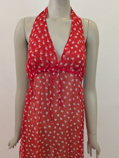 Brave Soul Red Heart Sheer Beach Dress XS NWT