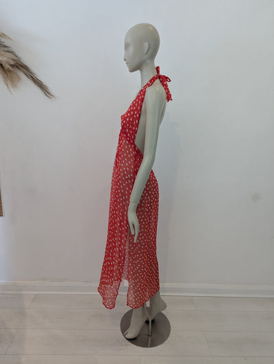 Brave Soul Red Heart Sheer Beach Dress XS NWT