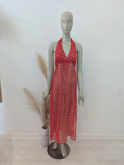 Brave Soul Red Heart Sheer Beach Dress XS NWT