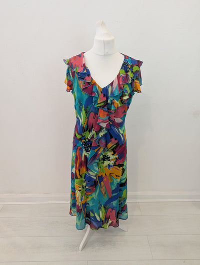 Per Una Green Print Dress 18L