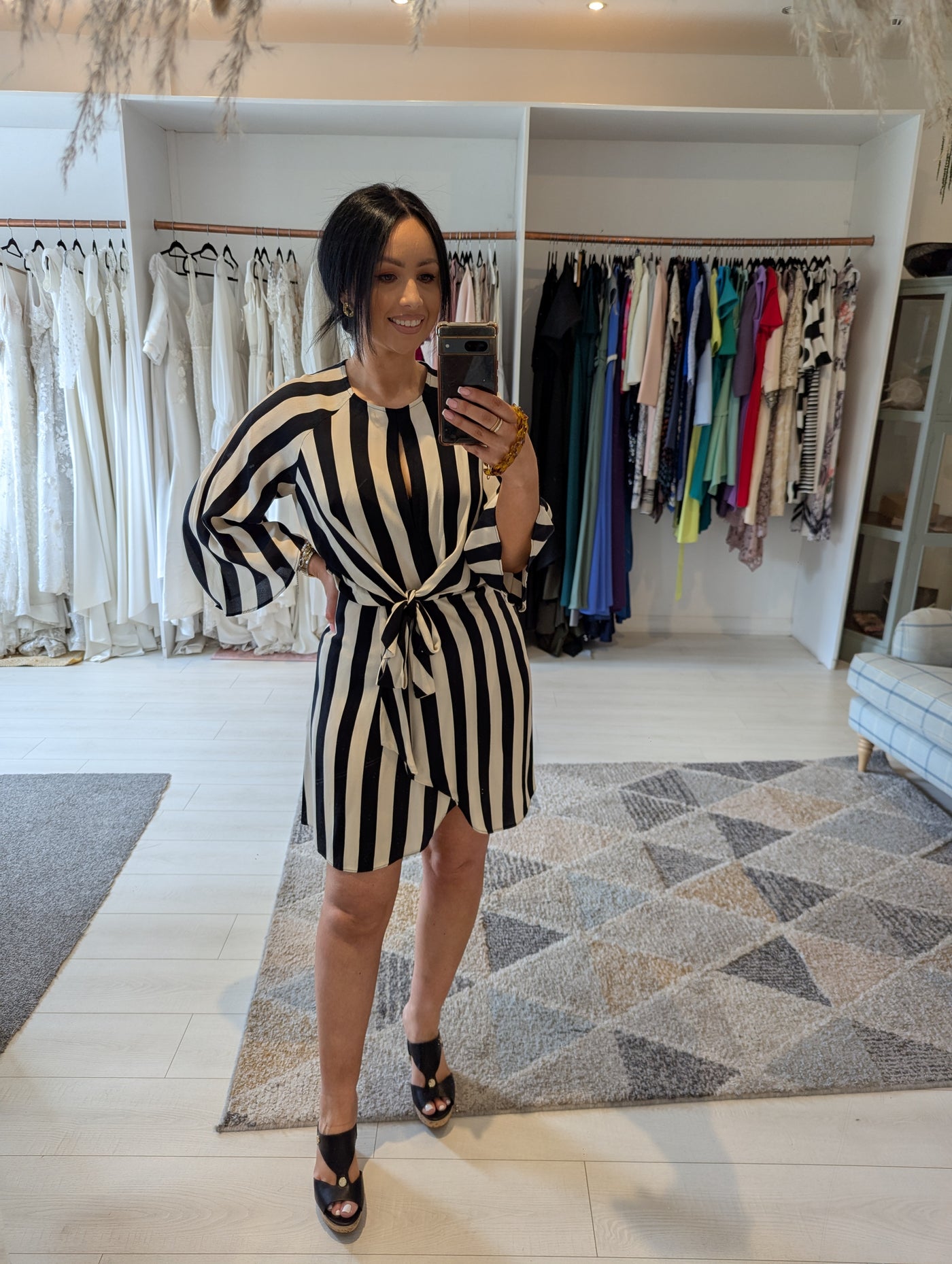 Topshop White Black Stripe Dress 12
