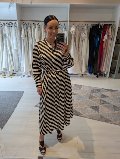 H&M Black White Stripe Shirt Dress M NWT – The Wardrobe
