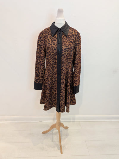Stand Studio leopard/ pleather trim dress 10