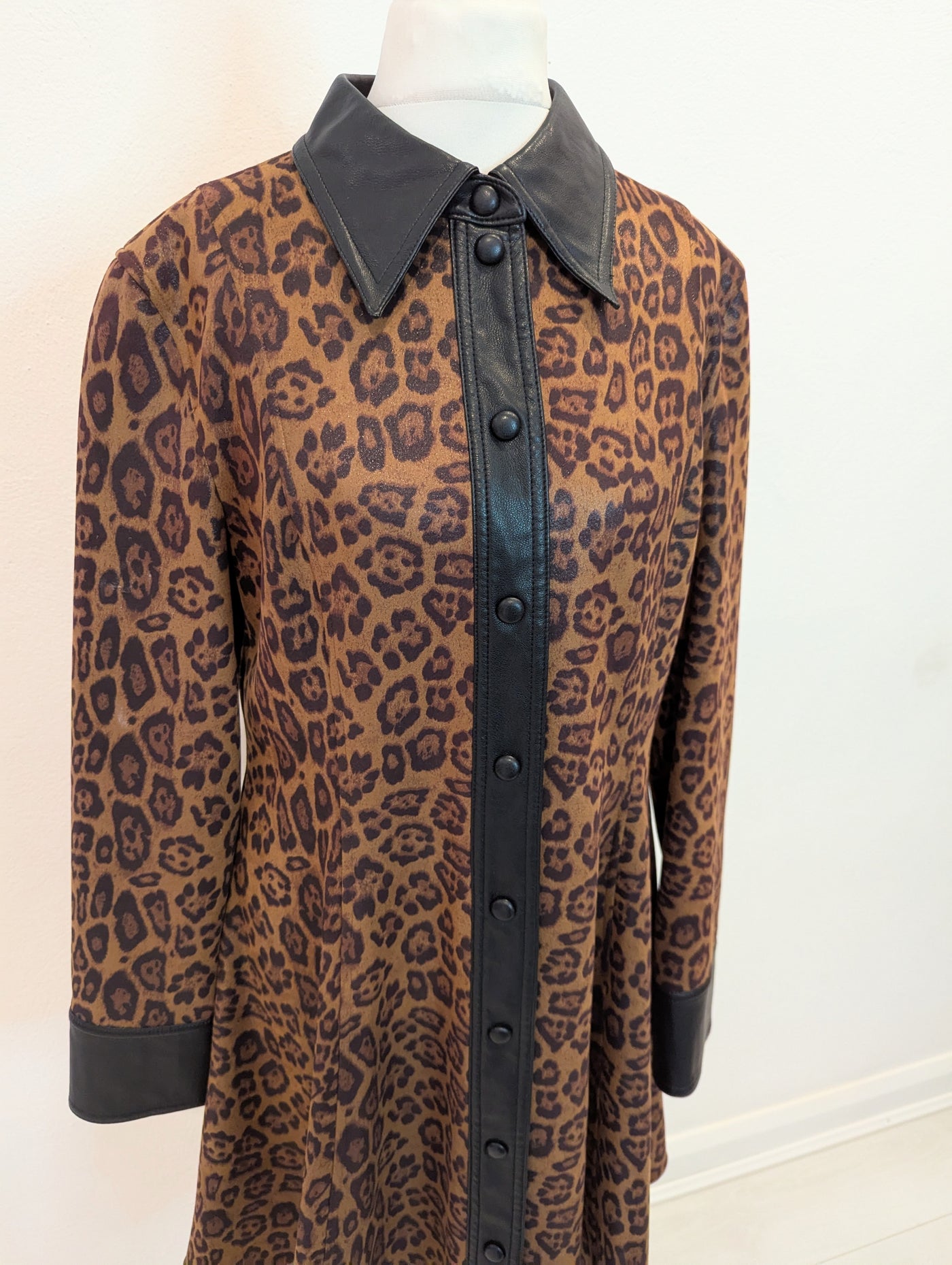 Stand Studio leopard/ pleather trim dress 10